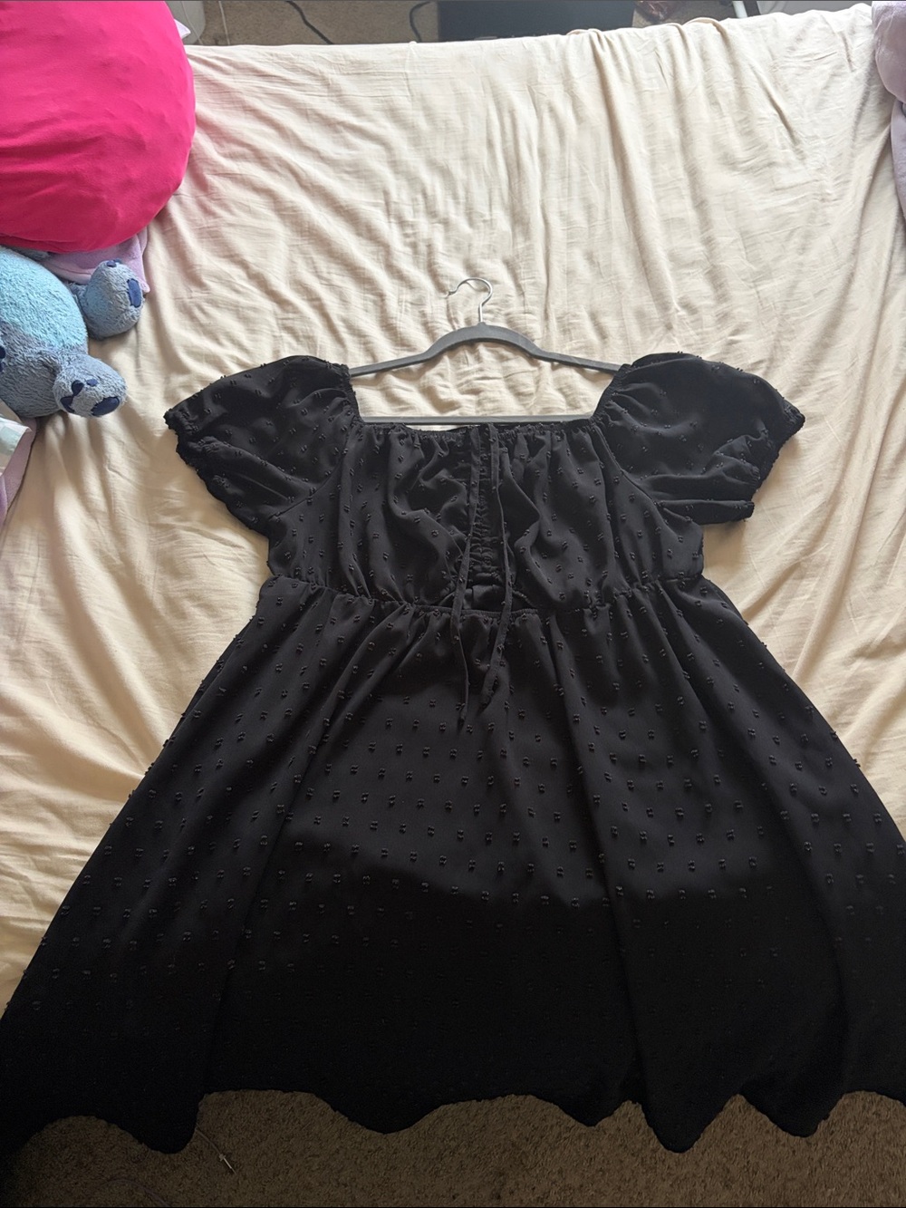 SHEIN Women’s Black Puff-Sleeve Smocked Dress